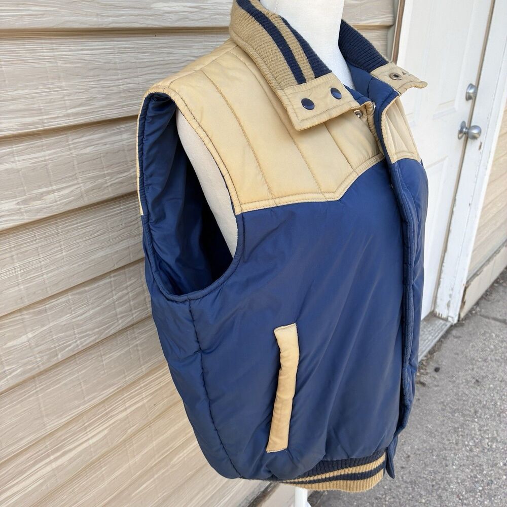 V.I.P Puffer Vest Mens L Quilted Vintage Nylon Winter Ski Made in Tawain - Picture 3 of 7